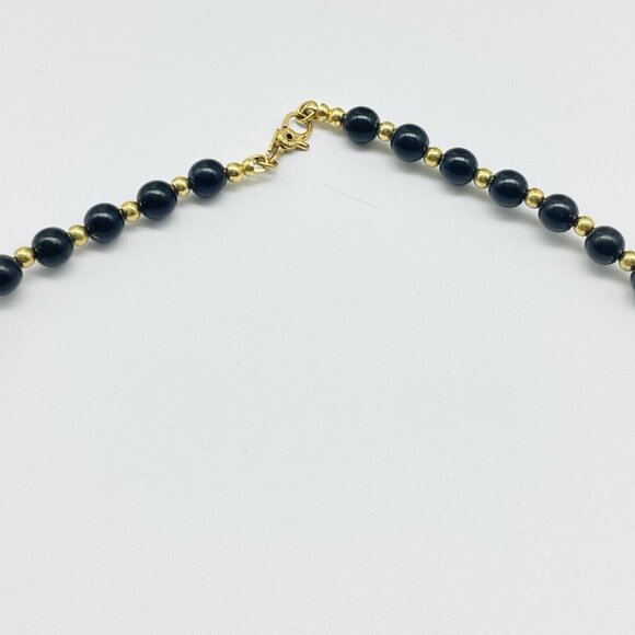 Vintage Monet Black Bead Necklace Signed - Picture 10 of 10